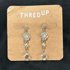 Clear Crystal Glass Dangle Earrings
